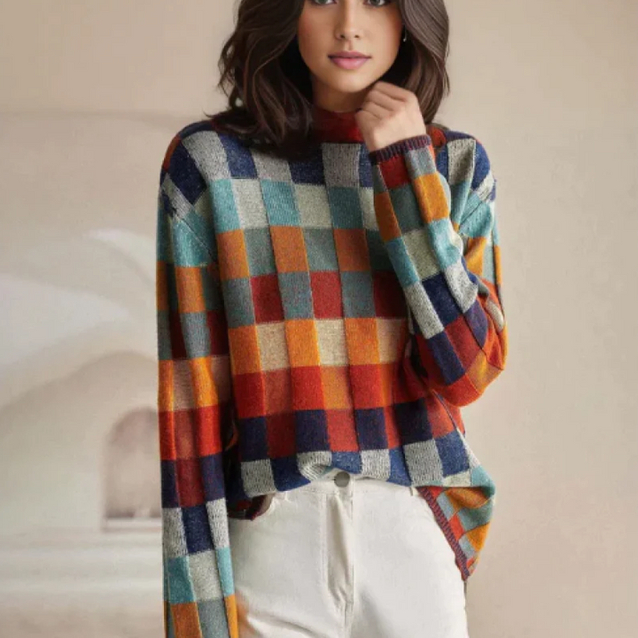MIA™ - Pull à carreaux d'inspiration rétro