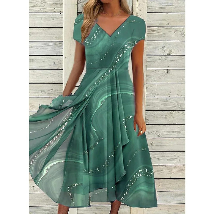 LYANNA™ - Robe midi fluide à col en V