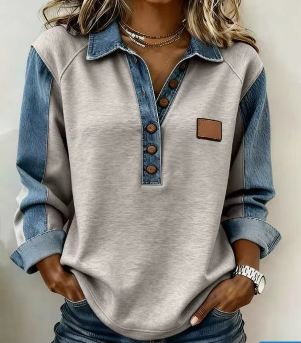 Dolores | Sweatshirt with Half Button and Collar