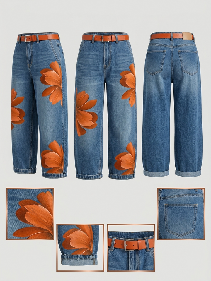Emily | Artistic-Print Jeans