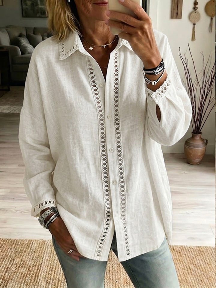 Elina | Lace Detail Linen Blouse