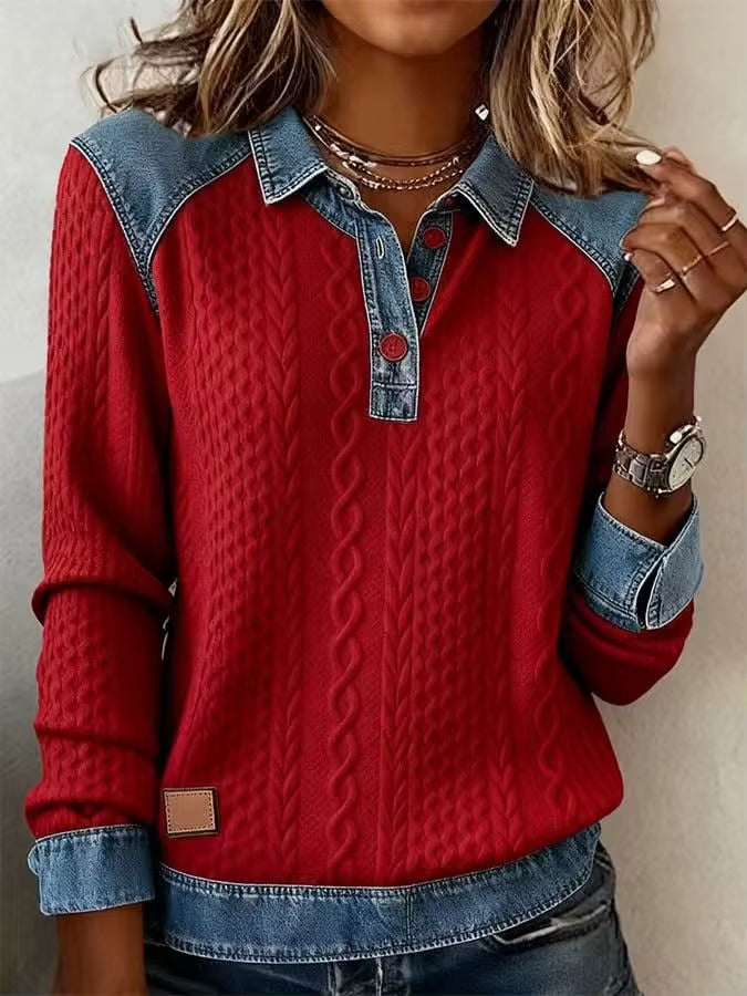 Dolores | Sweatshirt with Half Button and Collar