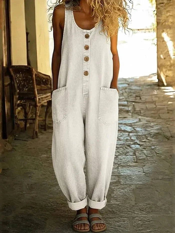 Women's Casual Denim-Look Jumpsuit