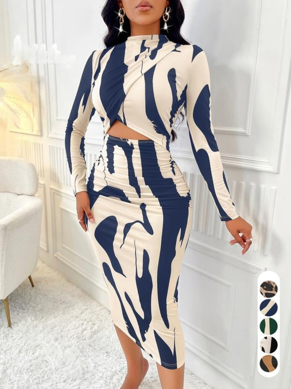 ARA™ - Robe moulante à découpes et imprimé colorblock pour le printemps et l'automne