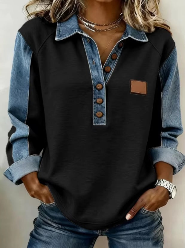 Dolores | Sweatshirt with Half Button and Collar